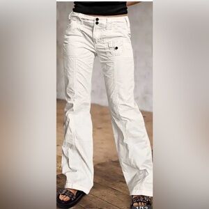 Flamingals Solid Seam Front Patch Pocket Mid Rise Straight Leg Pants Large NWT